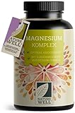 Magnesium Komplex 180 Kapseln, 400 mg pro Tag aus 5 hochwertigen -Formen: -Oxid, Citrat, Bisglycinat, Malat & Ascorbat, optimale Bioverfügbarkeit, Vorrat für 3 Monate