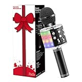 Fede Karaoke Mikrofon, Drahtloses Bluetooth Mikrofon für Kinder, Lustige Geschenke Spielzeug für Teenager Mädchen Jungen, Tragbares KTV Lautsprecher Recorder für Smartphone PC