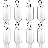 Ulife Mall Tragbare Reiseflaschen Set (8 Stück), 30ml Leer Flip-Cap-Flaschen Auslaufsichere Nachfüllbare Plastik Fläschchen Mit Karabiner Schlüsselanhänger, Reisebehälter für Händedesinfektionsmittel