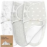 3-Pack Pucksack Baby 0-3 monate - Bio-Baumwolle Pucktuch Baby, Ergonomische Baby Schlafsack Neugeboren, Pucksack Reißverschluss, Leicht zu wechselnde Babyschlafsack, Neugeborene Wickeltuch (Aspire)