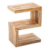 riess-ambiente.de Massiver Beistelltisch S 60cm Mango Massivholz variabel stellbar Handarbeit Holztisch Tisch