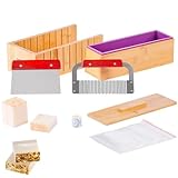 VEVOR Seifenschneider Set Seife Selb Machen 1301 mL, Seifenmachen Set Silikon, DIY Seifenherstellung Handgefertigt Seife Satz, Rechteckige Silikon Seife Form mit Bambuskasten 278 x 142 x 93 mm