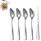 Grapefruitlöffel 5-Teiliges Set,4 Edelstahl Grapefruit Löffel und 1 Grapefruitmesser,Kiwi Löffel,Babynahrungsergänzung Fruchtlöffel,Dessertlöffel,Obstlöffel mit Wellenschliff,für Kiwi,Grapefruits