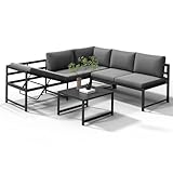 Mucola Gartenmöbel Set Aluminium Ecklounge 6-Fach verstellbare Rückenlehne Sitzgruppe variabel aufstellbare Elemente | wetterfest und rostfrei | extra Dicke Wasserabweisende Kissen