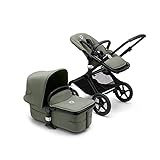 Bugaboo Fox 3, unser komfortabelster 2-in-1-Kinderwagen inklusive Liegewanne mit Lüftungsfenstern: für jedes Gelände, Komfort-Buggy, schwarzes Fahrgestell, Liegewanne & Sonnendach in Forest Green