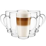 Glasmark Krosno Latte Macchiato Gläser Cappuccino 6er Set Teegläser- Mit Henkel Dessertgläser Wassergläser Kaffeegläser Glühweingläser Eiskaffee- Glühweintassen Groggläser 6x 400 ml