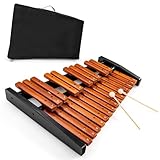 KOMFOTTEU Xylophon 25 Noten Holz, Glockenspiel mit 2...