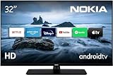 Nokia 32 Zoll (80 cm) HD Ready Fernseher Smart Android TV (, HDR10, DVB-C/S2/T2, Netflix, Prime Video, Disney+) - HN32GV310-2023