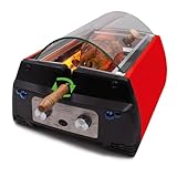 Livington Rotisserie Chef - Rot - Indoorgrill, Drehgrill und Tischgrill - Drehspieß für Hähnchen - Elektrogrill - Maximales Fassungsvermögen - Automatische Abschaltfunktion - Duo-Infrarot Heizelemente