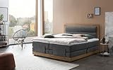 Belanoti MODELA Boxspringbett 160x200 elektrisch verstellbar 7-Zonen Taschenfederkern Matratze inkl Visco Topper Bett 160x200 mit Motor Farbe Anthrazit H2/H3 Polsterbett Motorbett Massivholz Eiche