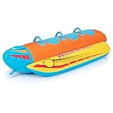 GOPLUS Bananenboot, Towable für 3 Personen, Funtube aufblasbar für Boot, Schlauchboot Formula Tube für Bootfahren Wassersport, mit kompletter Nylon-Abdeckung, Eva-Pads, bis 231kg belastbar
