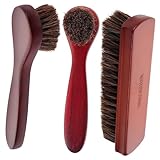 IMIKEYA 3 Stück Teiliges Pferdehaar Schuhbürsten Set mit Holzgriff Schonend für Rauleder und Wildleder Vielseitig Einsetzbar für Schuhe Stiefel Lederwaren Autositze und Polstermöbel