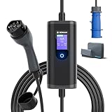 bokman Typ 2 Ladekabel mit CEE Stecker 7,4kW, 5 Meter | 6-32A | 1-Phasig | IP65 Wasserdicht, Tragbares EV-Ladegerät und Mobile Wallbox Ladestation für IEC 62196-2 mit Tragetasche & Mikrofaserhandtuch