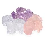 Wassersteine Premium Grundmischung | Edelsteinwasser Basis-Mischung | 100% naturbelassene Rohsteine | Amethyst + Rosenquarz + Bergkristall 300g Lebensquelle Plus