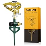 FANHAO Robuster Rasensprenger auf Erdspieß, Pulsationssprenger aus Metall, Impulsprenger zur Bewässerung Flächen bis 790 m², 360° drehbar für große Flächenabdeckung