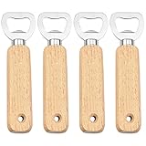 TOPJOWGA ​Flaschenöffner, 4 Stück Kapselheber aus Holzgriff Bottle Opener, Edelstahl Bierflaschenöffner, Tragbare Flaschenöffner Holzgriff für Zuhause Küche Party