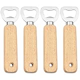 TOPJOWGA ​Flaschenöffner, 4 Stück Kapselheber aus Holzgriff Bottle Opener, Edelstahl Bierflaschenöffner, Tragbare Flaschenöffner Holzgriff für Zuhause Küche Party