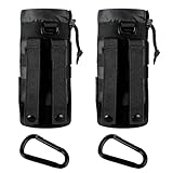2 StkTaktisch Flaschenhalter, für Molle Trinkflaschenhalter Gürtel, Wasserflaschentasche, Tragbarer Rucksack Flaschenhalter Tasche mit Kordelzug, Camping Getränkehalter Gürtel + 2 Karabiner