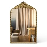 Awhtixbo Rundbogen Spiegel, Der ideale Wanddeko Wandspiegel Gold Barock für Wohnzimmer und Flur,Größe:40X64(H) cm