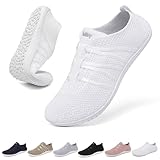 Merdoo Barfuss Schuhe Damen Herren Leicht Turnschuhe Bequeme Barfußschuhe Slip On Sneaker Weich Hausschuhe Atmungsaktiv Gymnastikschuhe rutschfest Barefoot Shoes Sportschuhe Unisex Weiß 39EU