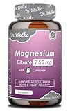 Dr.Wolke Vegane Magnesium Citrat 750mg mit Vitamin B1, B6, B12-100 Tabletten - Energie, Entspannung und Nervenunterstützung - Nahrungsergänzungsmittel von Dr.Wolke