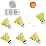 KASFDBMO Selbstklebendes Elastisches Badminton-Trainer-Set Automatische Rebounds Badminton-Trainer Einzelspieler Badminton-Trainingsgerät