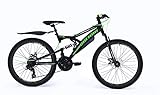 20 Zoll Kinder Jungen Mädchen Jungenfahrrad Fahrrad Kinderfahrrad Mountainbike MTB Rad Bike Vollfederung Fully 6 Shimano Gang Scheibenbremse Mechanisch Oberon Schwarz Grün