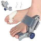 YHNDECO Hallux Valgus Korrektur, Upgrade Version mit Verstellbarer Hallux Valgus Schiene mit Drehknopf, 2X Silikon Zehenspreizer, Reduziert Hallux Valgus Belastung, Linker und Rechter Fuß