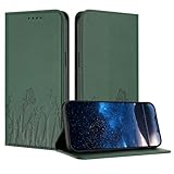 Jiajihua Hülle Kompatibel mit Samsung Galaxy A20 (Japan) / A21 (Japan) / SC-02M / SCV46 PU-Leder Magnetverschluss Geldbörse Kartenhalter Klappbarer Ständer Green