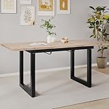 Merax Esstisch, Ausziehbar Esszimmertisch mit Tischbeine aus Metall, Rechteckiger Küchentisch für Wohnzimmer und Esszimmer, Holzfarbe
