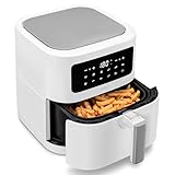 MEDION E40 XL Heißluftfritteuse (5,2 Liter, Airfryer, 2.150 Watt, 9 Automatikprogramme, Backfunktion, ölfreies Frittieren, Touch Bedienfeld, LED Anzeige) matt