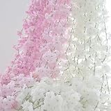BSITSSS 3 Stück Kirschblüten Girlande, 180cm Künstliche Kirschblüten Girlande Deko, Rosa Weiß Künstliche Blumen Blumengirlande, Sakura Blueten Girlande Kunstblumen Frühling für Outdoor und Indoor