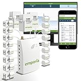 EMPORIA ENERGY 3-Phasen-Emporia Intelligentes Zuhause-Energiemonitor, Echtzeit-Strommonitor, Messgerät | Solar-/Nettozähler (Monitor mit 16 50A Sensoren)