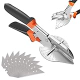 Gehrungsschere – Winkel-Schere zum präzisen Schneiden von Zierleisten, Kabelkanälen & PVC, verstellbarer 45°–135° Schnittwinkel, Rostfreie Klinge & 10 Ersatzklingen für Handwerker & Heimwerker
