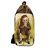 Crossbody Sling Rucksack Sling Bag Reise Wandertasche Daypack，Skelettmann