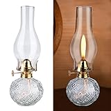 Vegena Petroleumlampe für Innenräume - Öllampen aus Glas - Retro Nostalgie Transparente Einstellbare Helligkeit, Winddicht Dekorative Öllampe für Wohnzimmer Esszimmer Notfalleinsatz