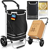 Dimono® Einkaufstrolley Rolltex Klappbarer 3 in1 Trolley zum Einkaufen; 56 Liter inkl. Kühlfach; Transportwagen Shopping-Trolley Einkaufswagen Einkaufstasche (Schwarz)