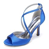 KYEGLO Damen-Kitten-Heel Mit Kreuzriemen, Elegante Offene Zehen-high-Heels Mit Schnalle Für Damen, Spitze Brautschuhe Für Die Braut Zum Abendball