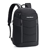ASPENSPORT Reisetasche Laptop Rucksack, passend für 43,2 cm (17 Zoll) Computer, wasserabweisend, mit USB-Port und Powerbank Tasche, Business-Tagesrucksack für Herren, schwarz 15.6 inches