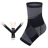 CPFITT Einstellbar Sprunggelenkbandage, Bandage Fußgelenk, Elastische Knöchelbandage, Atmungsaktiv Fußbandage, sprunggelenk, Plantarfasziitis, Achillessehne, Einheitsgröße, Frauen und Männer, schwarz