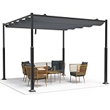 VOUNOT Pergola Pavillon 3x3m wasserdicht stabil Winterfest, Gartenpavillon Metall mit Terrassenüberdachung freistehend, Sonnenschutz für Garten Terrasse & Balkon, Grau