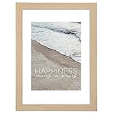Hama Bilderrahmen „Waves“, 10x15cm (Holzrahmen, Fotorahmen, Hochformat, Querformat, zum Hängen, Hinstellen, Aufsteller, Hängevorrichtung, Bildformat 10 x 15 cm) Eiche