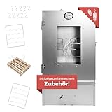 LEMODO Räucherofen 80x39,5x27,5 cm mit umfangreichem Zubehör, Räucherschrank und Räucherschnecke, Kalträucherofen mit großer Räucherkammer, Tischräucherofen mit Thermometer (mit Räucherschnecke)