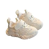 UnoSheng Frühling und Sommer einfarbige Mesh atmungsaktive rutschfeste Freizeit-Sportschuhe für Kinder Handball Schuhe Mädchen (Beige, 30 Little Child)