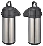 2x Thermoskanne 3 Liter Pumpkanne Kaffee Teekanne Warmhalte Airpot Isolierkanne Doppelwandig Getränkespender Kaffeekanne Thermo Isolierflasche mit Pumpe Edelstahl Für Camping Unterwegs Getränkekühlung