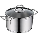 Silit Extra Cook, Kochtopf 20 cm mit Glasdeckel, Innenskalierung, breiter Schüttrand, hochwertiger spülmaschinenfester Crominox-Edelstahl, Bratentopf groß, optimale Wärmeverteilung, Induktion