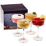 GOSOYO Vintage Coupe Gläser Satz von 4. Champagner, Cocktail, Martini, Wein Gläser, lange Stiel Glaswaren, (8.8oz/260ml,) (4 Pcs)