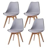 4er Set Esszimmerstühle Gepolsterter Stuhl mit Buchenholz-Beinen und Weich Gepolsterte Chair für Esszimmer Wohnzimmer Schlafzimmer Küche Besprechungsraum, (Gepolstert Grau)