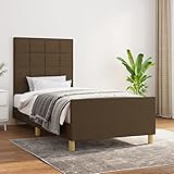Xichuzi Bettgestell ohne Matratze Dunkelbraun 90x200 cm Stoff, Bett, Bed Frame, Familienbett, Bettrahmen, Bett Gestell, Bett Rahmengestell, Schlafzimmer Bett - 3125028