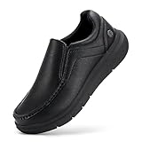 FitVille Weit Slip on Slipper & Mokassins für Herren EasyWalk Lederschuhe Freizeitschuhe Anzugschuhe Schwarz 43 EU Weit